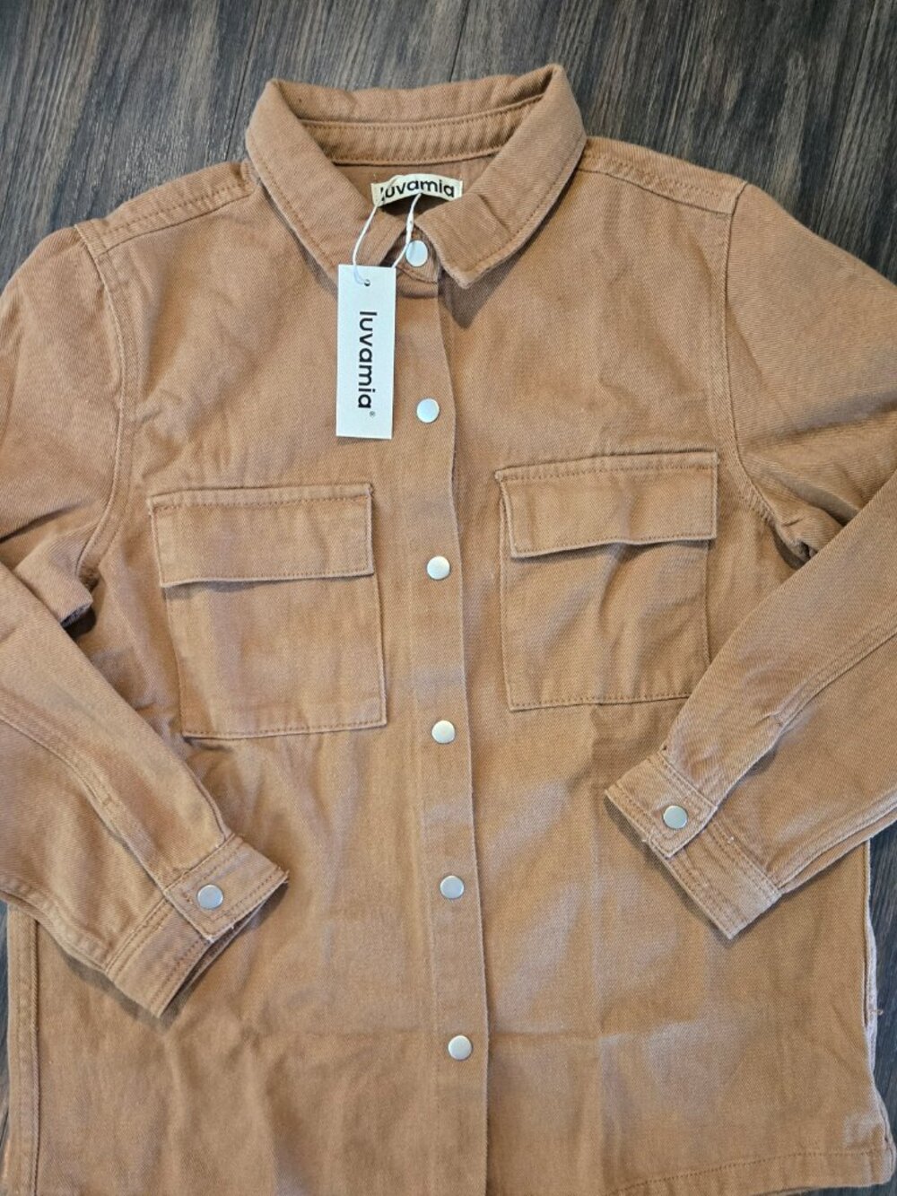 LUVAMIA 100% Cotton Classic Style Caramel Brown Trucker Jacket NWT/SIZE L - Picture 6 of 6